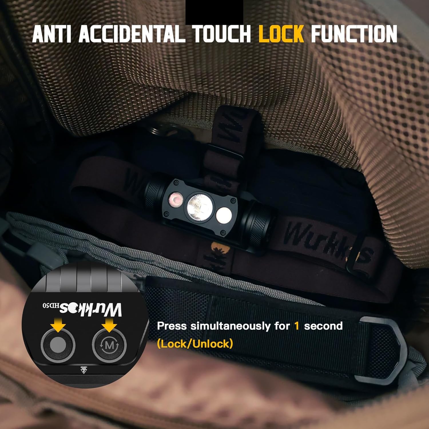 Wurkkos Linterna frontal LED recargable de alto lúmenes, HD50 4000 lúmenes, lámpara de cabeza súper brillante con luz blanca roja, 90 de alto CRI,