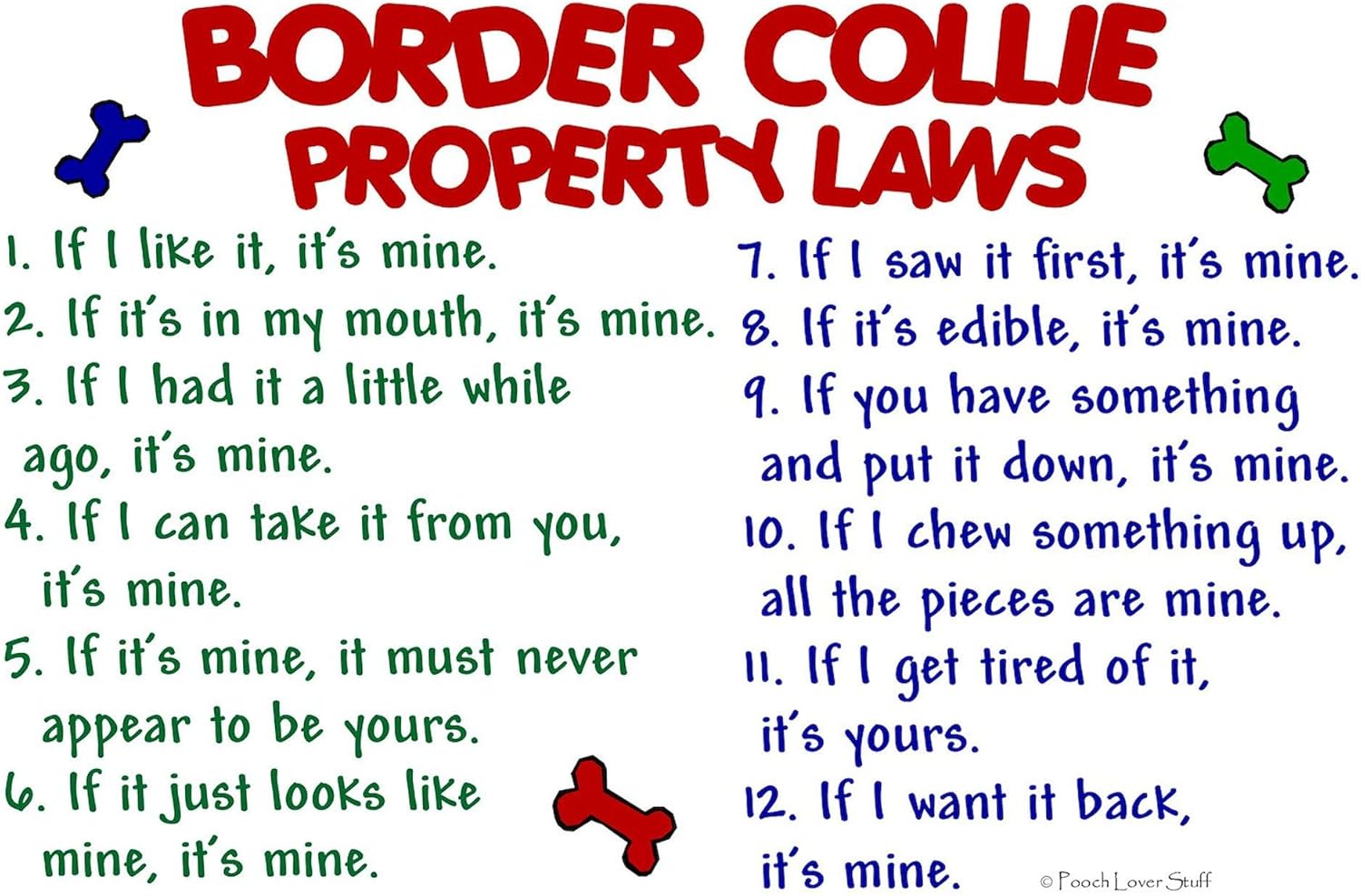 CafePress Border Collie Property Laws 2 – Pegatina ovalada para parachoques de coche