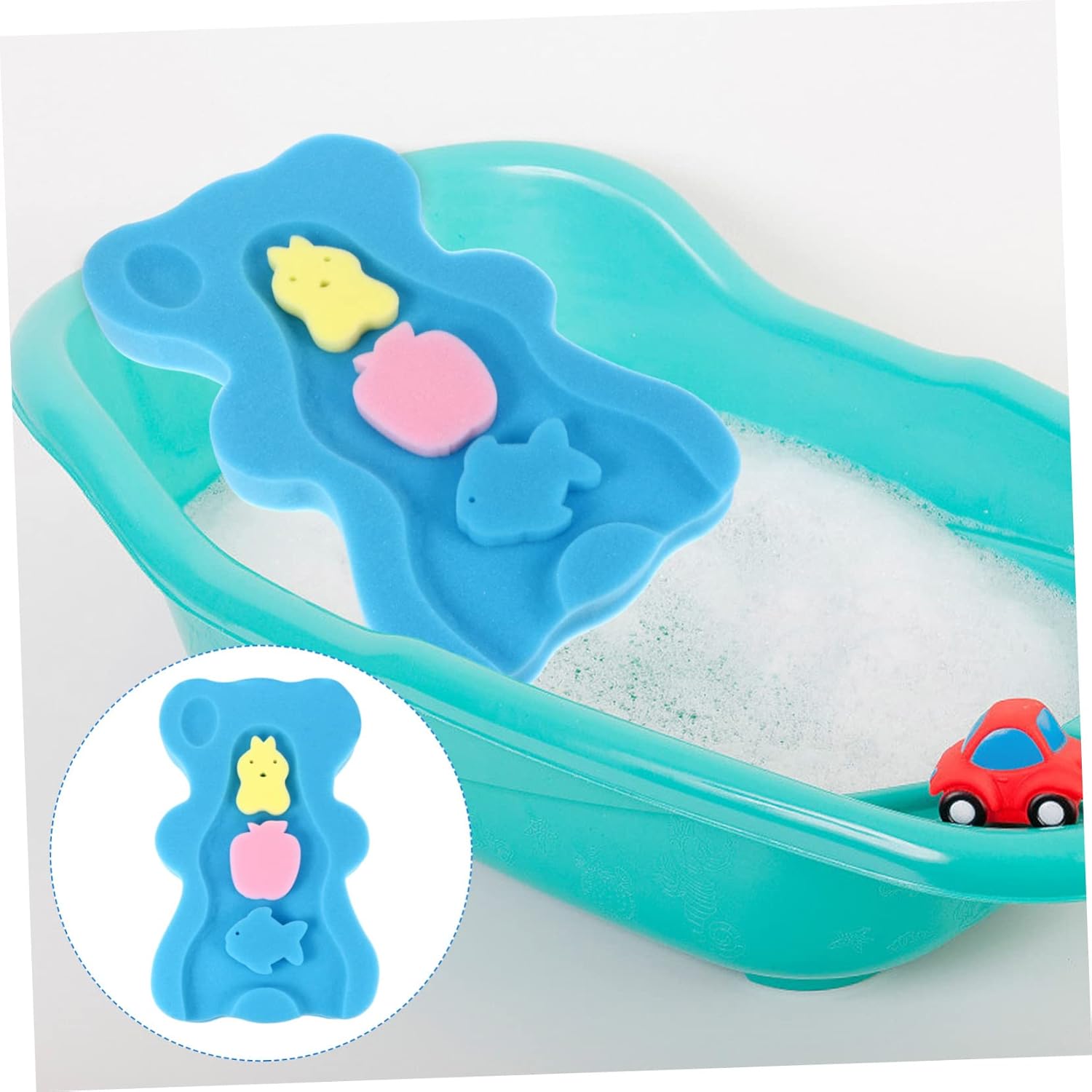 1 Unidades de esponja de baño para bebés recién nacidos bañera suave baño bebé baño cojín de baño para bebé tapete de baño antideslizante para bebé