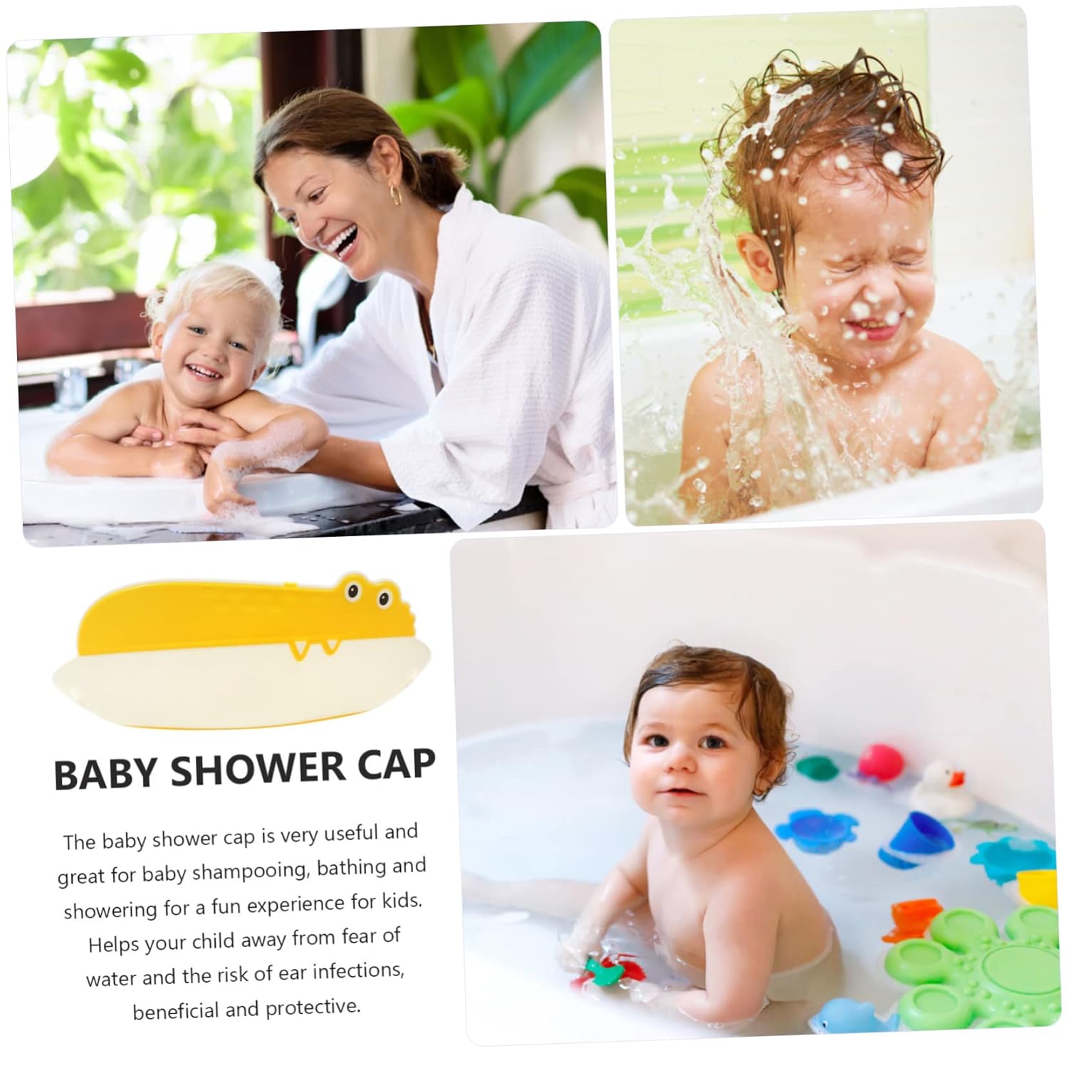 Gorro de champú para niños, gorra de ducha flexible para niños, champú para niños, sombrero de baño, productos de seguridad para el baño, taza de
