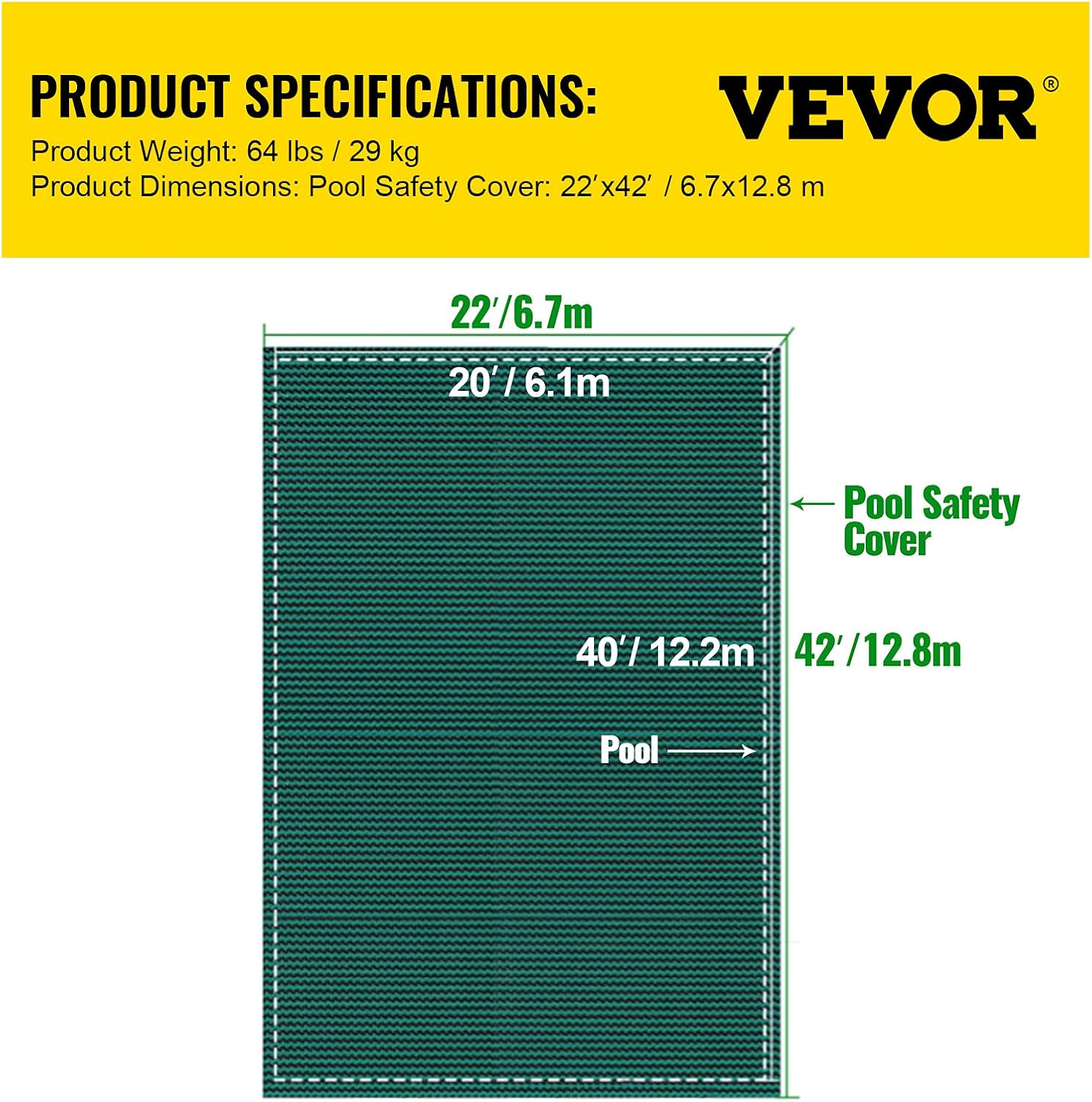 Happybuy – Cubierta de seguridad para alberca rectangular de 14 x 26 pies  4.26 x 7.92 metros, cubierta de seguridad para alberca de malla verde,