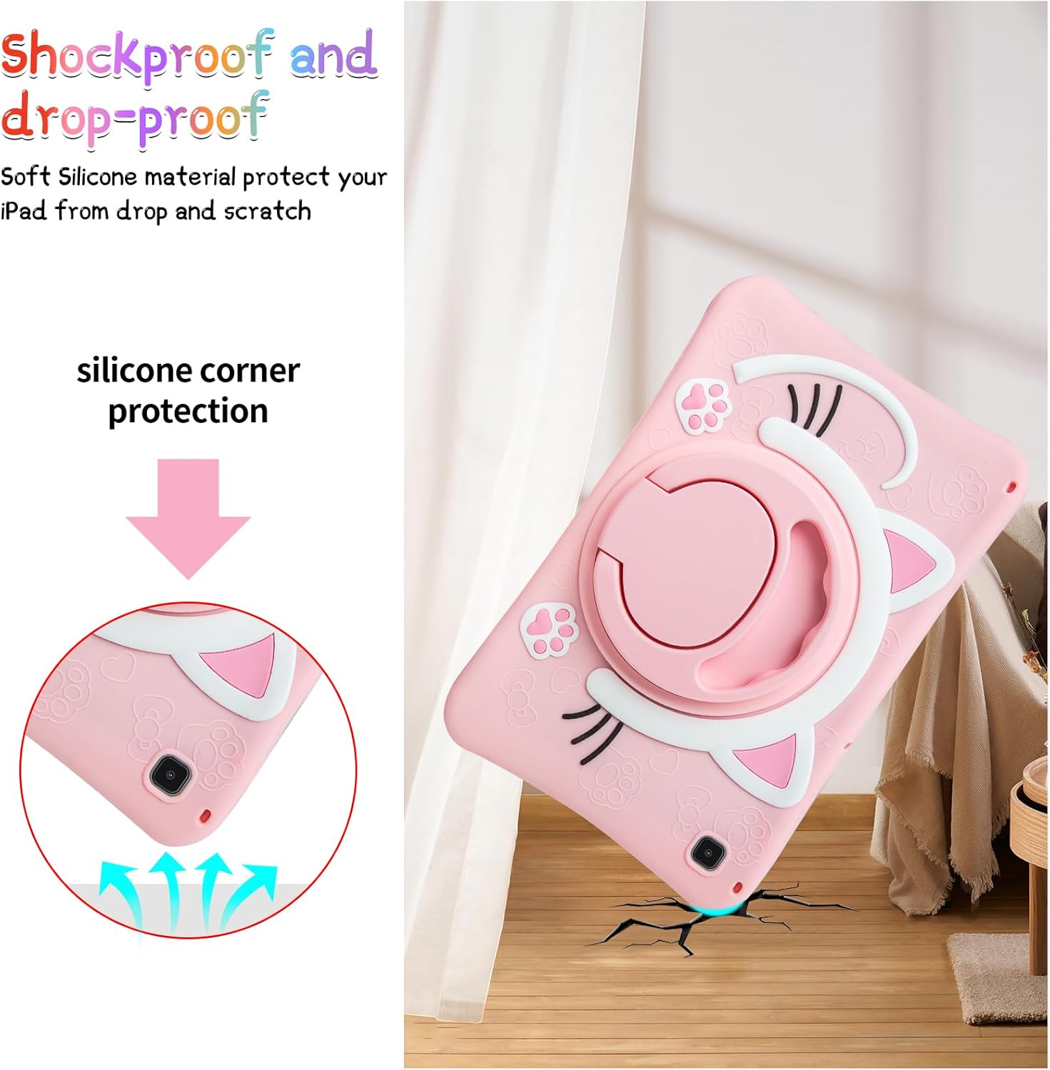 Funda para Samsung Galaxy Tab A7 Lite de 8.7 pulgadas 2021 (SM-T220T225) con protector de pantalla con mango giratorio de 360, correa ajustable,