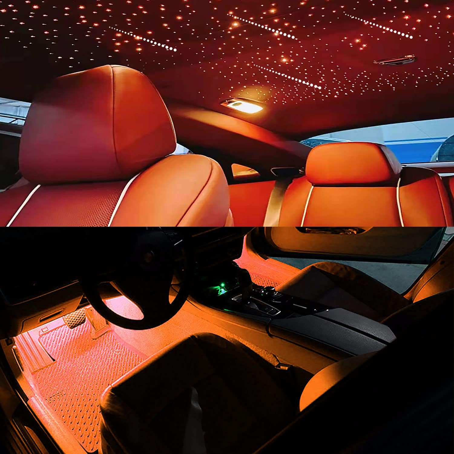 AKEPO Kit de luces de fibra óptica 3 en 1, sincronización de música activada bajo el tablero, luces interiores LED para el interior del automóvil y