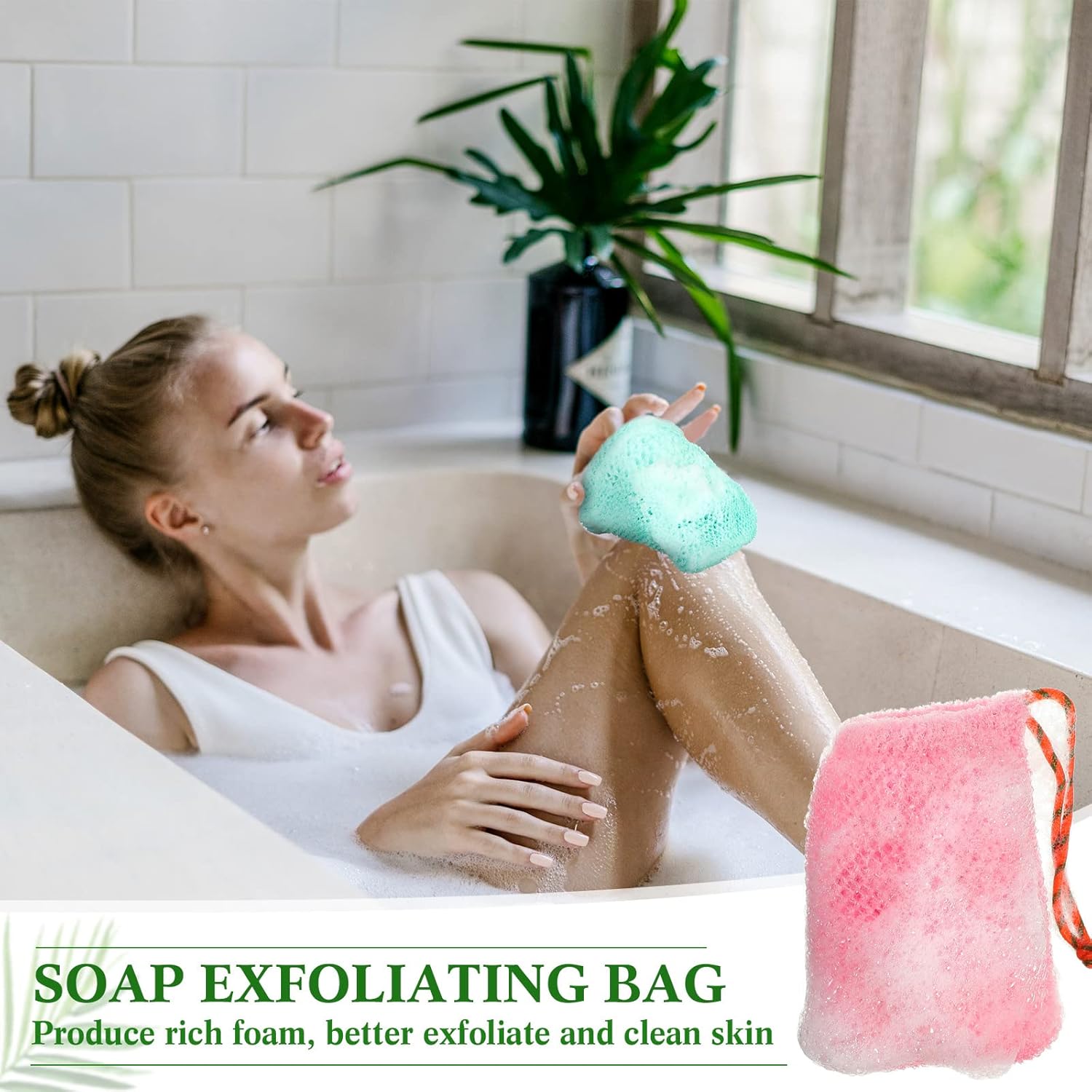 Shappy 8 bolsas ahorradoras de jabón, bolsas de jabón exfoliante, bolsas de malla de jabón para ducha, soporte de jabón de ducha, red de espuma de