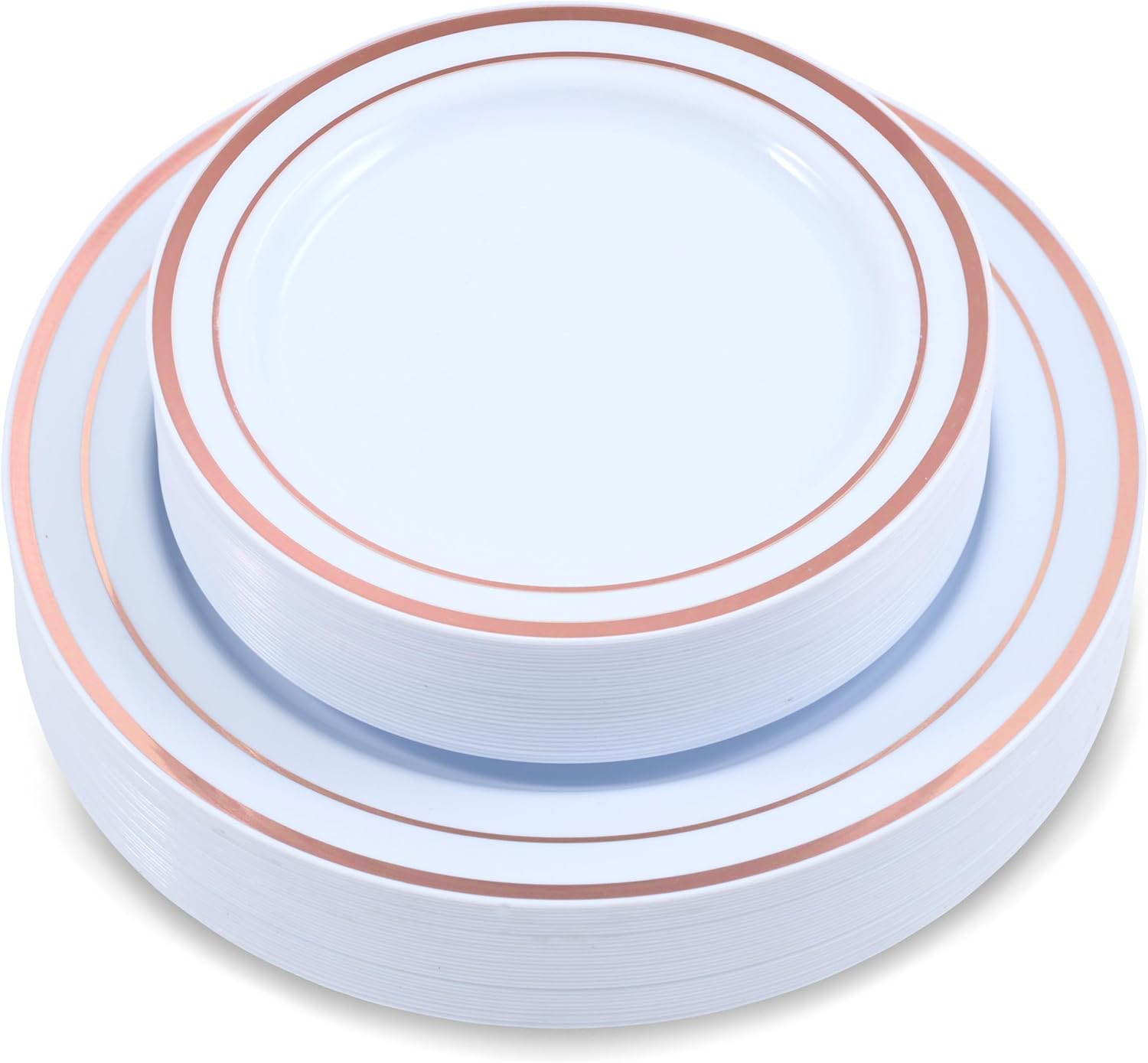 Juego de 60 platos de plástico de alta calidad, 30 platos llanos y 30 platos de ensalada, platos desechables para fiestas, platos de boda de
