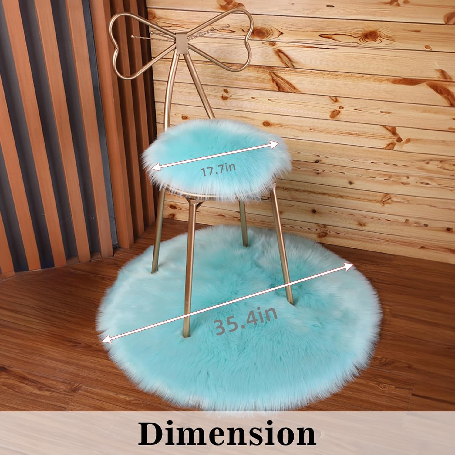 Eanpet Alfombra de piel sintética de oveja para silla con broche a presión, redonda de 18 x 18 pulgadas, funda de asiento esponjosa para silla,