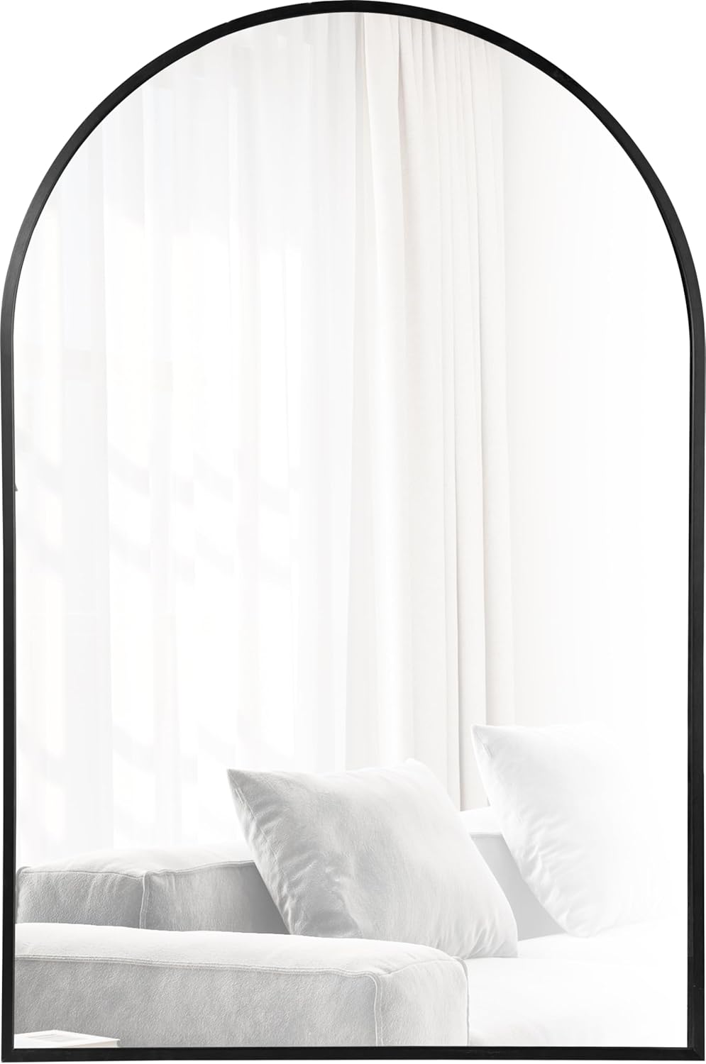 HOWOFURN Espejo de pared arqueado de 30 x 40 pulgadas, decoración de pared, con marco de metal para baño, dormitorio, entrada, espejo de pared