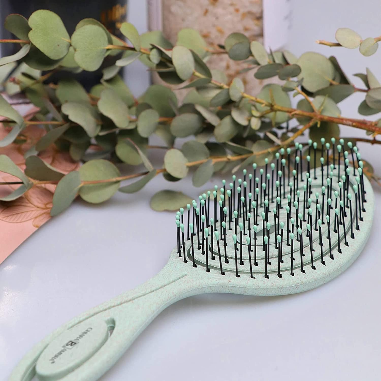 Cepillo desenredante orgánico  Cepillos desenredantes sin tirones para cabello grueso y rizado natural  Cepillo de paja neutro para clima vegano