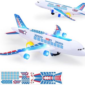 Juguetes de avión para niños pequeños, juguete de avión musical para niños pequeños, juguete de aviones de acción Bump & Go con luces intermitentes Juguetes de avión para niños pequeños, juguete de avión musical para niños pequeños, juguete de aviones de acción Bump & Go con luces intermitentes