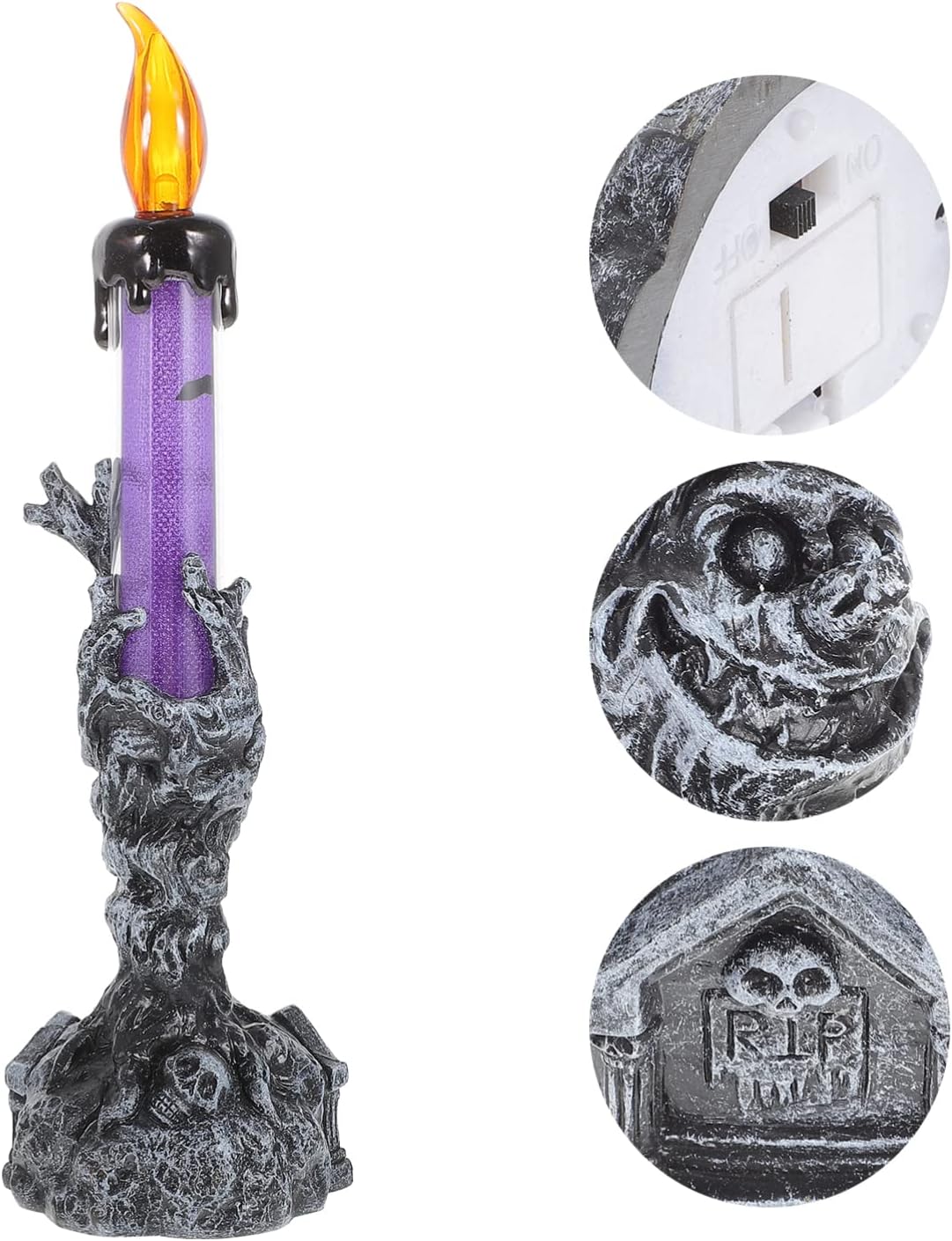 Uonlytech Vela LED de Halloween, decoración de Halloween, 2 unidades, velas de Halloween, lámpara iluminada, vela LED sin llama para ventana, mesa,