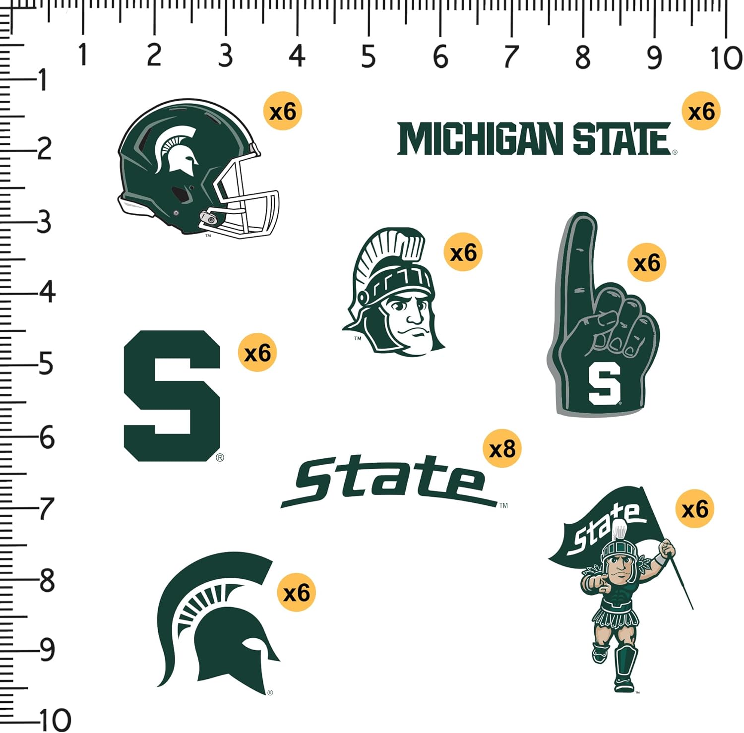 Michigan State University – Paquete variado de 50 calcomanías de vinilo grandes de lujo para laptop, botella de agua, álbumes de recortes, tableta,