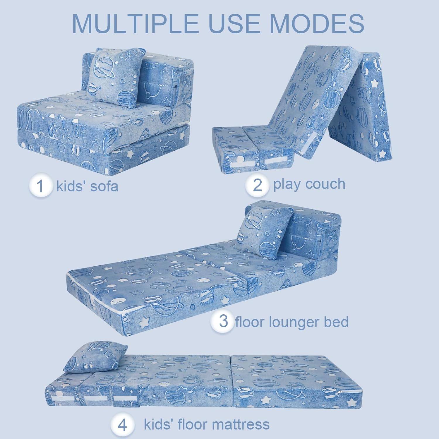 Sofá cama plegable para niños, colchón plegable brillante para niños, sofá plegable para niños, futón, cama plegable para niños, colchón plegable