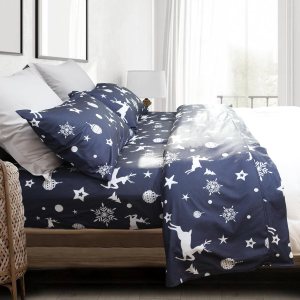 JIHAZ Juego de ropa de cama de franela estampada suave y acogedor de cuatro piezas para camas de tamaño King, 4 piezas, bolsillos transpirables y JIHAZ Juego de ropa de cama de franela estampada suave y acogedor de cuatro piezas para camas de tamaño King, 4 piezas, bolsillos transpirables y