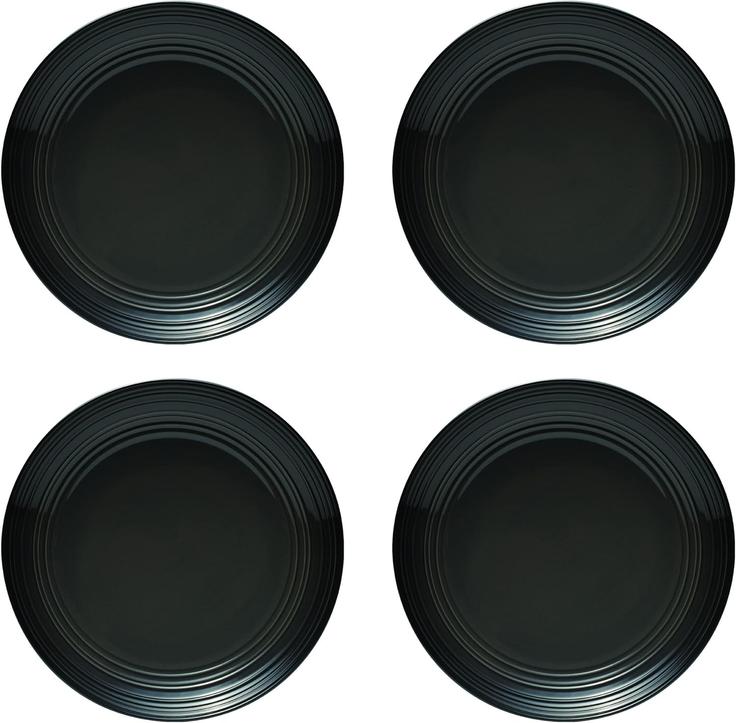 Mikasa Swirl Coupe – Juego de vajilla negra de 16 piezas, servicio para 4, Gaphite Ombre, grafito