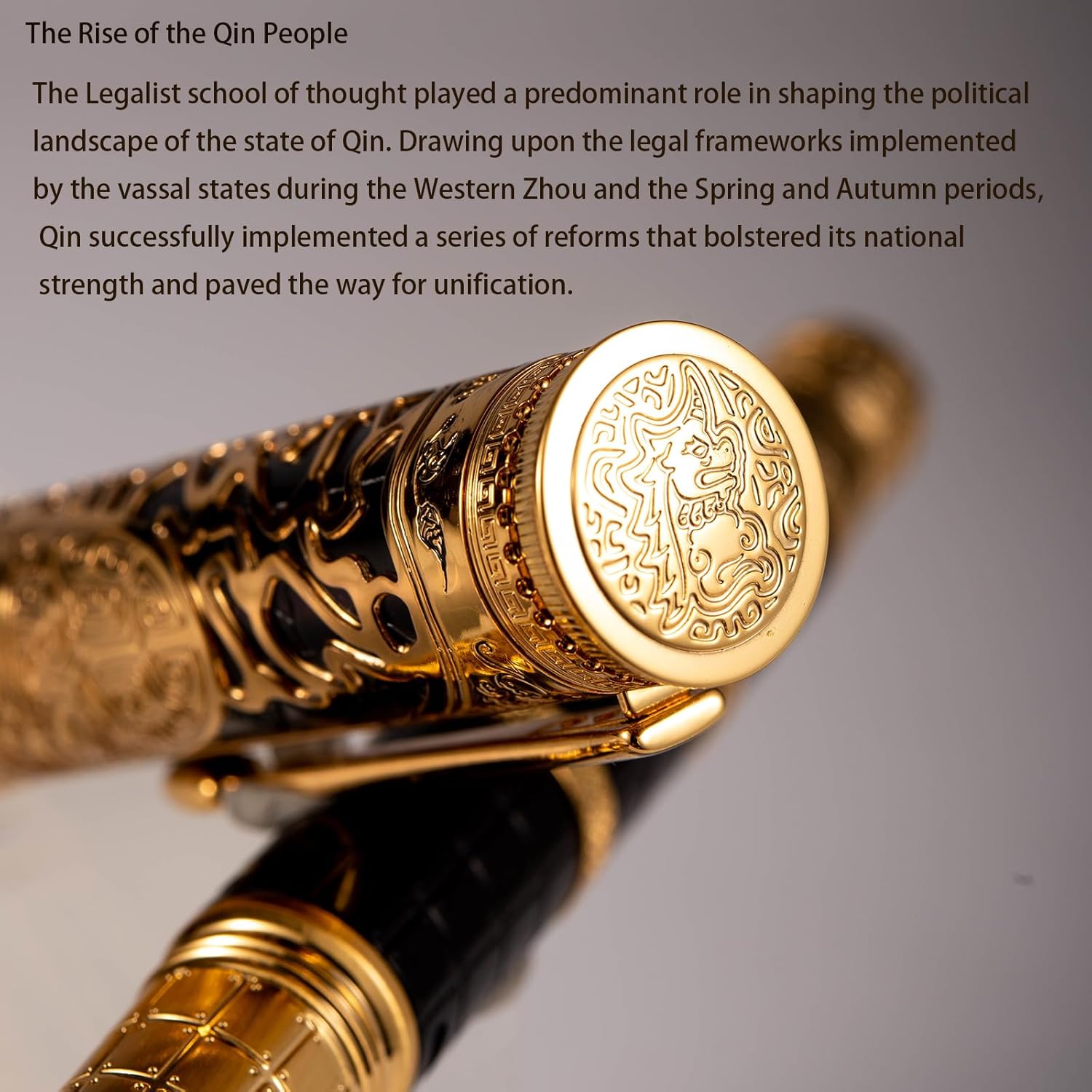 Hongdian D5 Pluma estilográfica Qin Dynasty Series 14K Gold Nib, pluma de lujo de pistón de estilo chino grabada para colección de escritura
