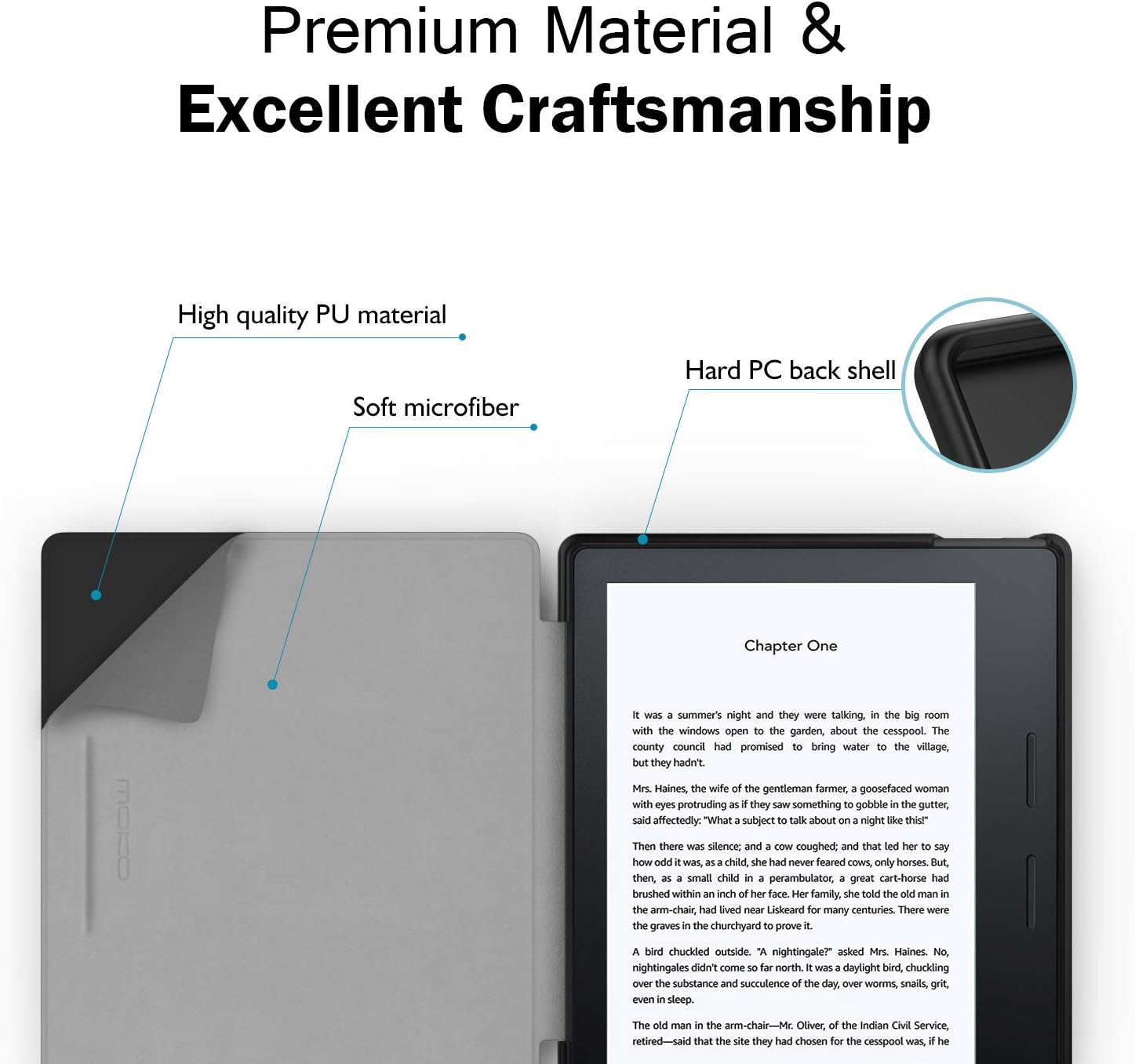 MoKo Funda compatible con Kindle Oasis de 7″ (solo 9 y 10 generación, versiones 2017 y 2019), carcasa ultraligera de alta calidad con encendido y