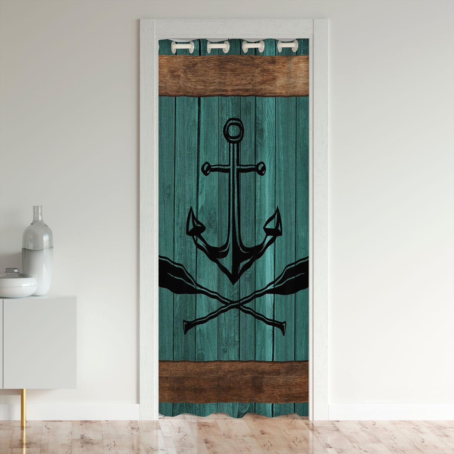 Castle Fairy Cortina de puerta con ancla náutica, 34 pulgadas de ancho x 80 pulgadas de largo, cortina opaca para puerta temática de Lake Life