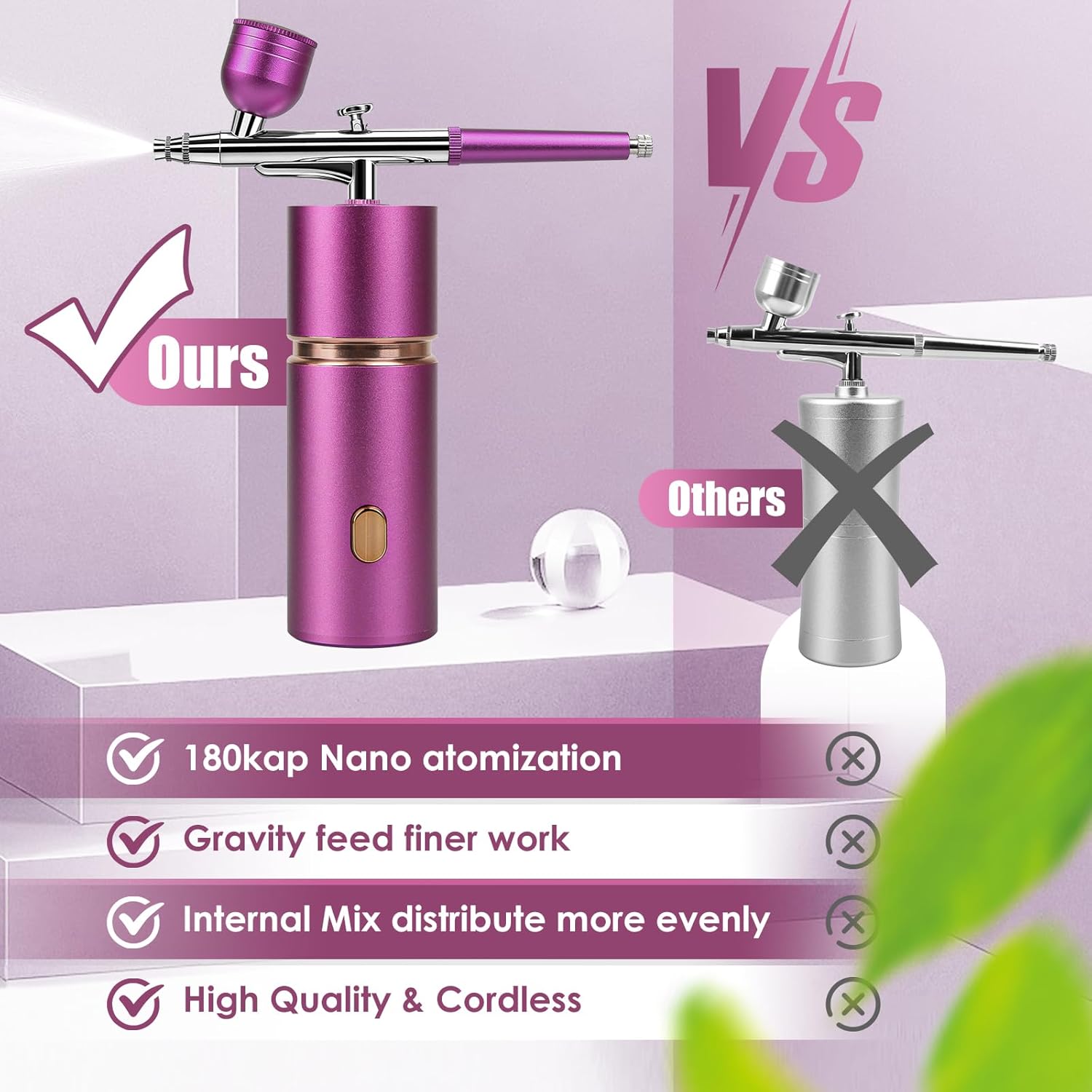 Airbrush-Kit – Cepillo de aire inalámbrico de alta presión con compresor – Aerógrafo para uñas Mini recargable de mano aerógrafo máquina para
