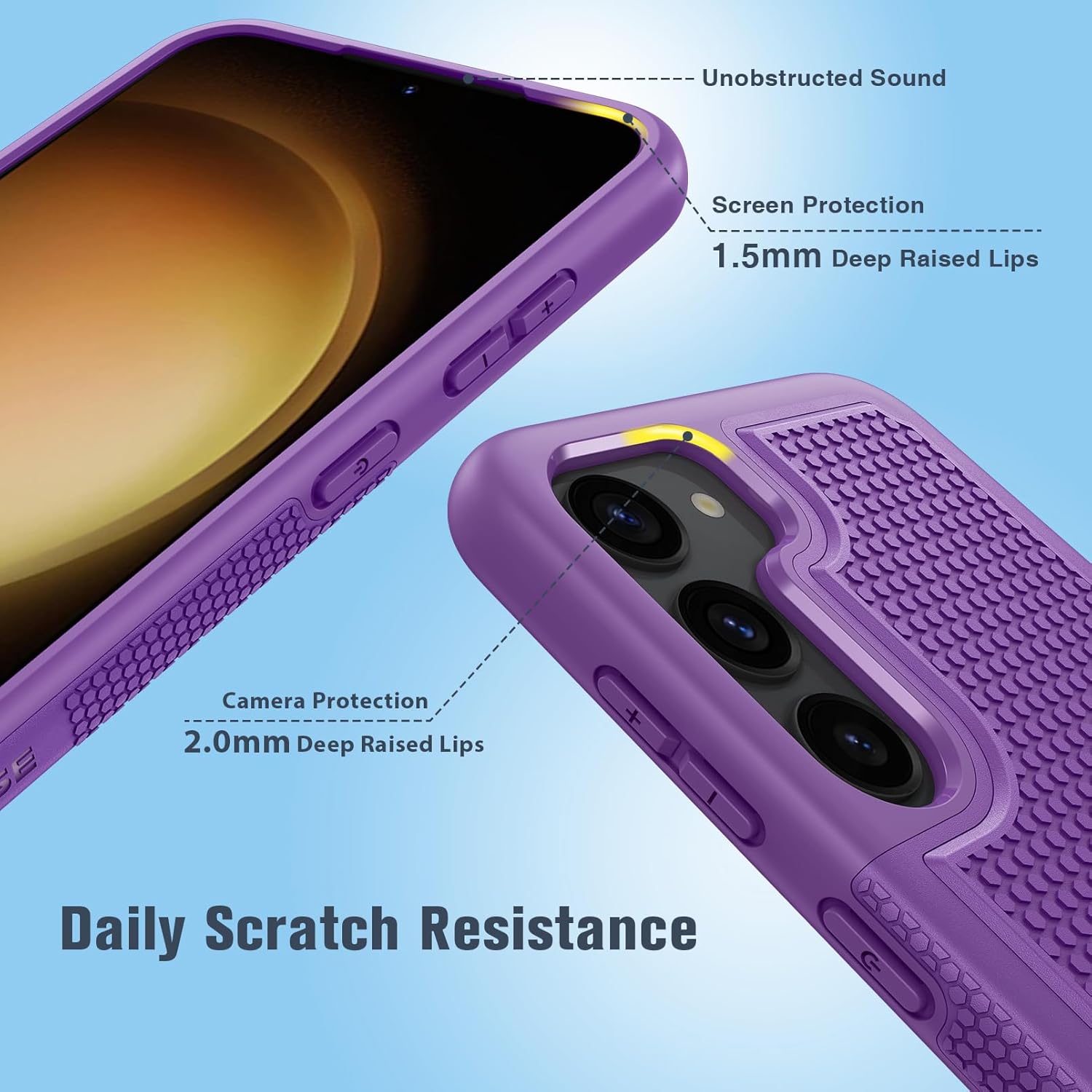 FNTCASE Funda para Samsung Galaxy S23 funda protectora de doble capa resistente para teléfono celular, a prueba de golpes, con textura