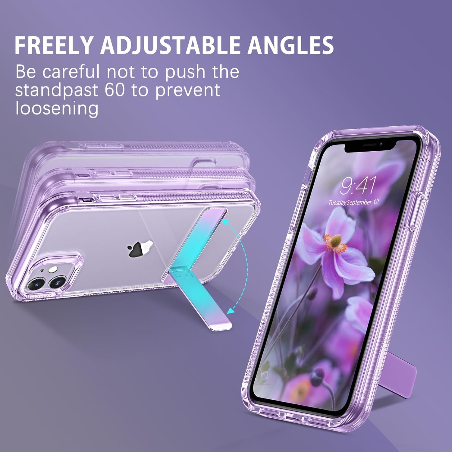 DUEDUE Funda diseñada para iPhone 11 con soporte, fundas para iPhone 11, delgada, a prueba de golpes, de metal, con función atril, a prueba de