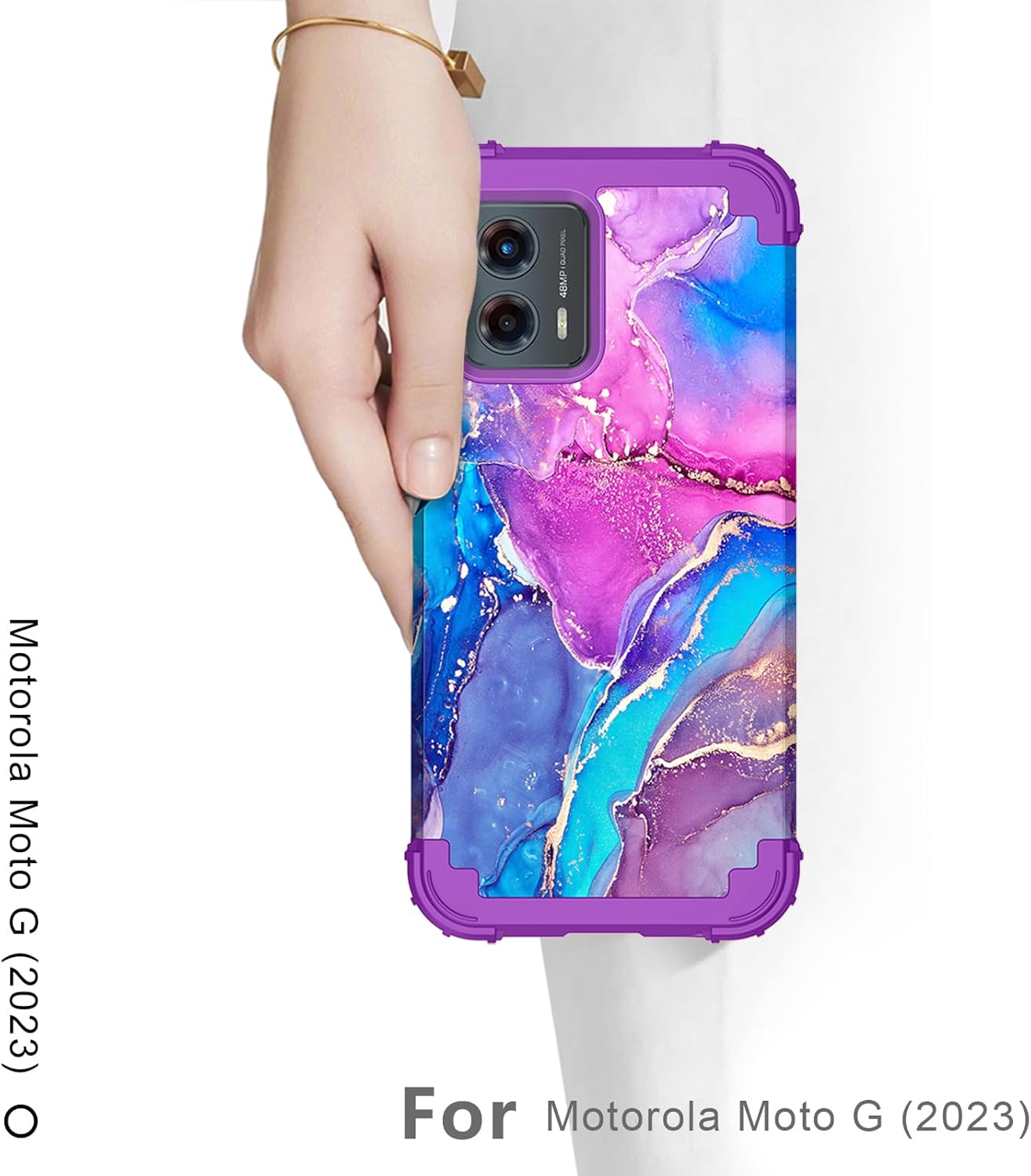 Hekodonk Funda para Moto G 5G 2023, resistente a los golpes, plástico duro+goma de silicona híbrida 3 en 1, carcasa protectora de cuerpo completo