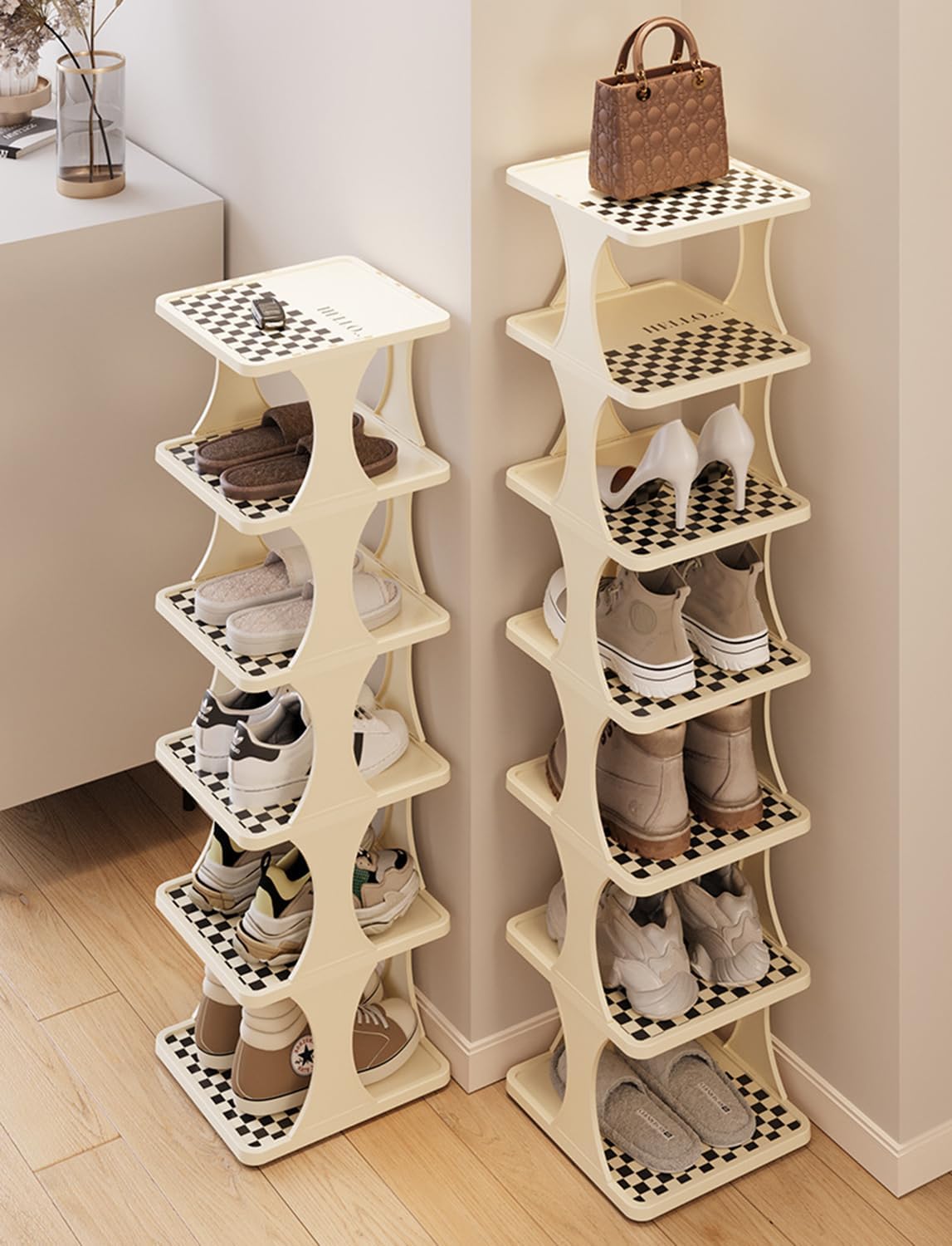 Organizador de zapatos de múltiples capas, estante estrecho para almacenamiento de zapatos, ahorro de espacio, zapatos de pie para esquina armario,