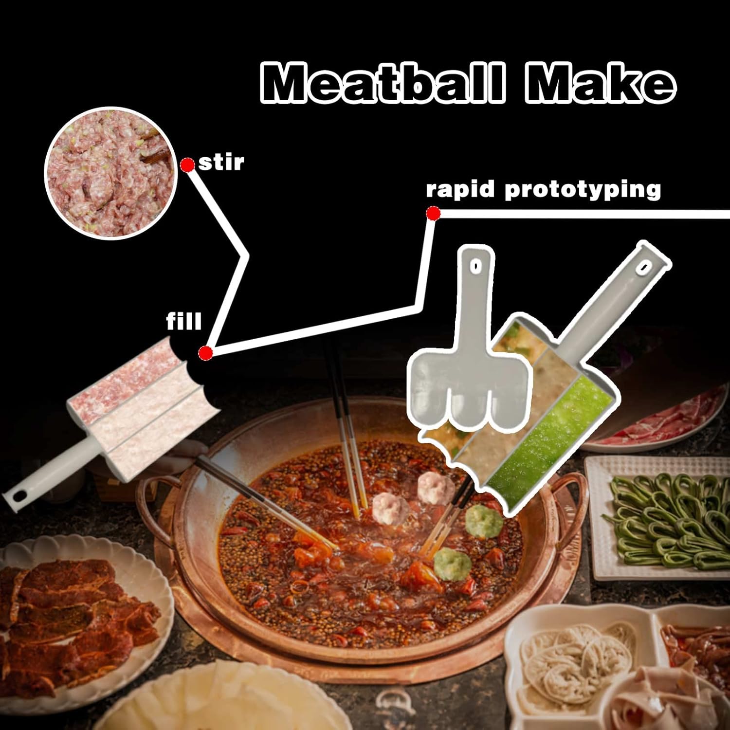 2 piezas de triple albóndigas molde de albóndigas de cocina, 3 albóndigas a la vez control rápido y eficiente del tamaño de albóndigas