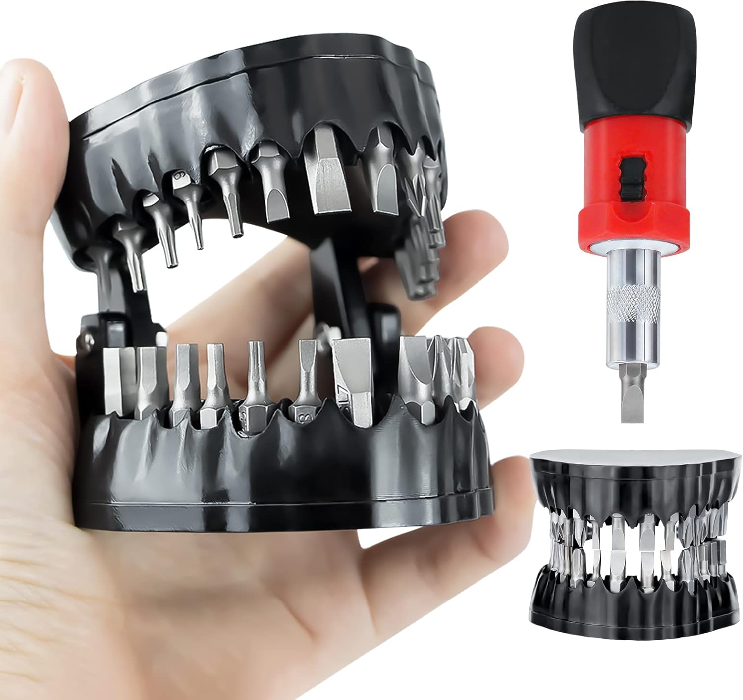 Soporte para brocas de prótesis con 28 brocas magnéticas, juego de soporte organizador de puntas de destornillador para brocas hexagonales de 0.3