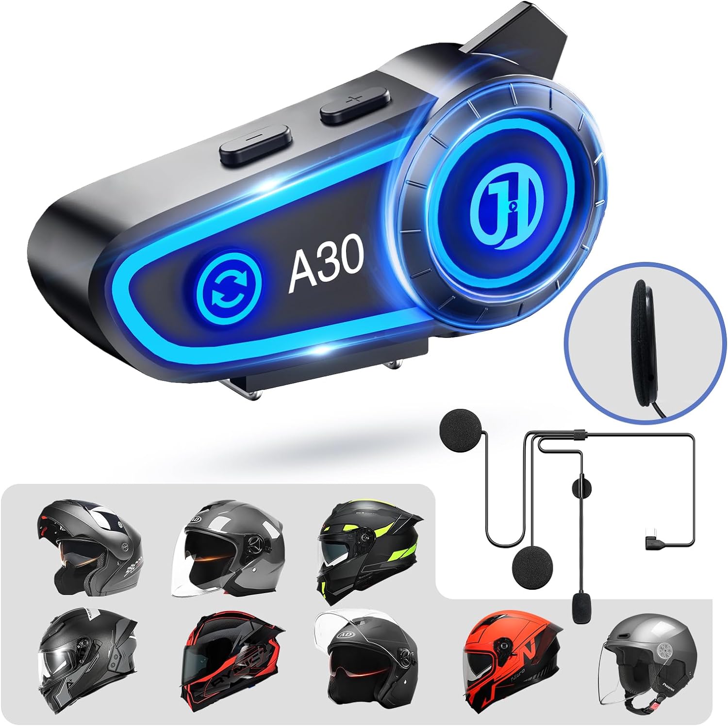 Casco de motocicleta, altavoces, casco Bluetooth, auriculares, respuesta automática, control de música, 120 horas de reproducción, sistema de alta