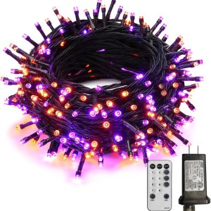 MEHOFOND Guirnalda de 300 luces LED de Halloween de 105 pies, color morado y naranja, 8 modos, impermeable, decoración de Halloween, suministros de MEHOFOND Guirnalda de 300 luces LED de Halloween de 105 pies, color morado y naranja, 8 modos, impermeable, decoración de Halloween, suministros de