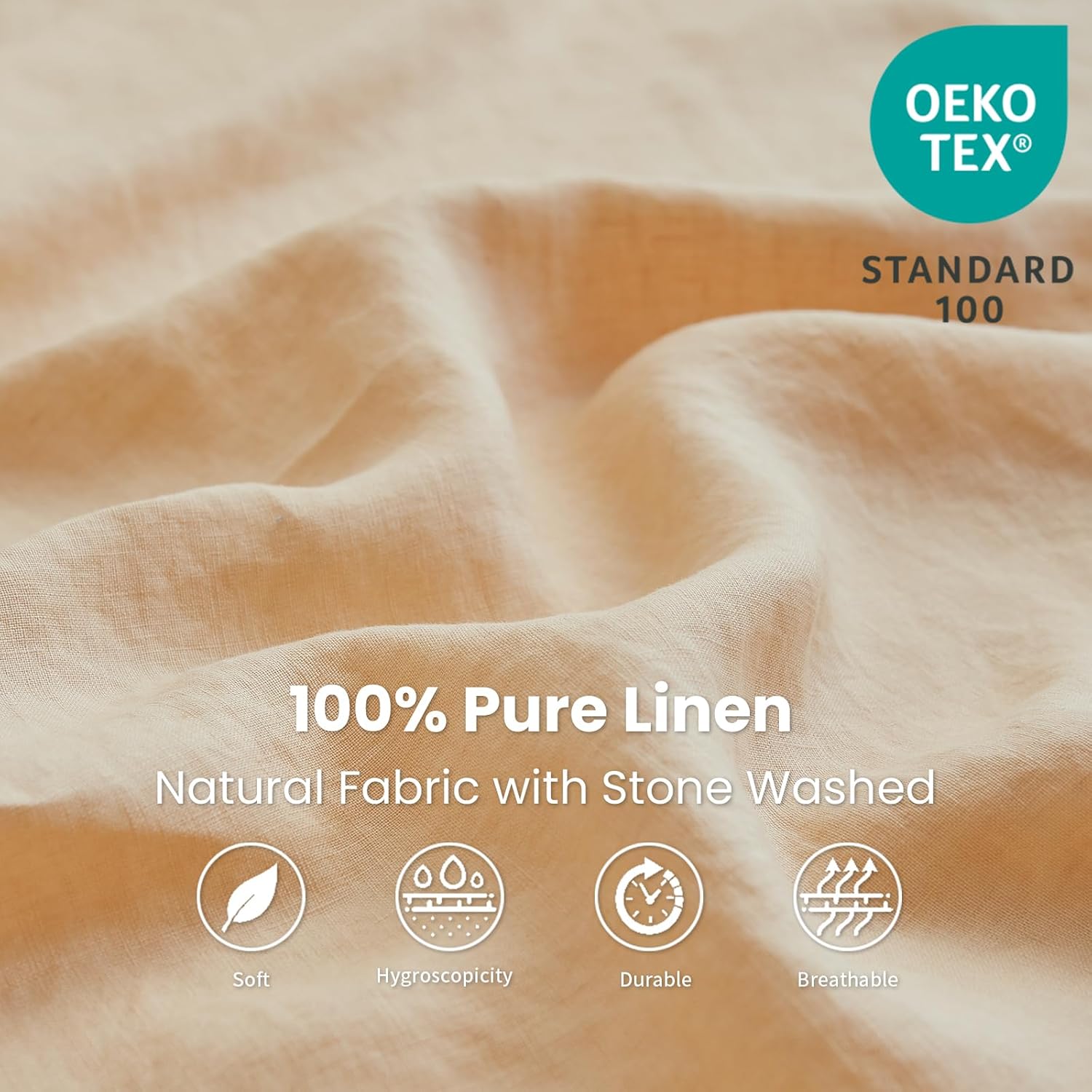 King Linens Sábana bajera de 100 % lino lavado a la piedra, color sólido  (1 pieza) funda de colchón de 14 pulgadas de profundidad suave natural