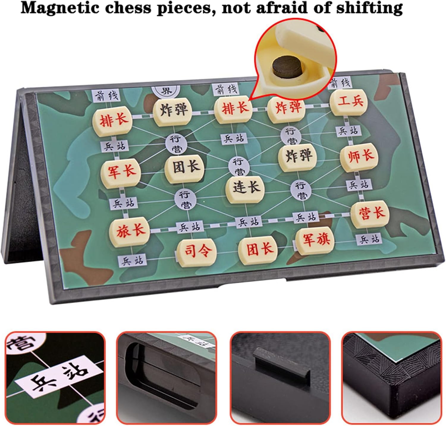 Ajedrez del ejército chino, juego de mesa de ajedrez chino militar, plegable, tablero extendido, Luzhanqi, Junqi, juego de piezas de ajedrez chino
