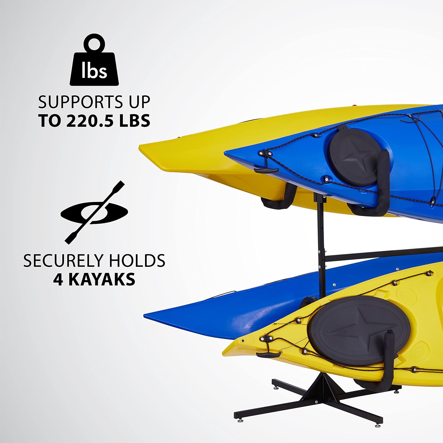 RaxGo – Estante de almacenamiento para kayak, soporte resistente independiente para kayak, SUP, canoa y tabla de remo para interiores, exteriores,