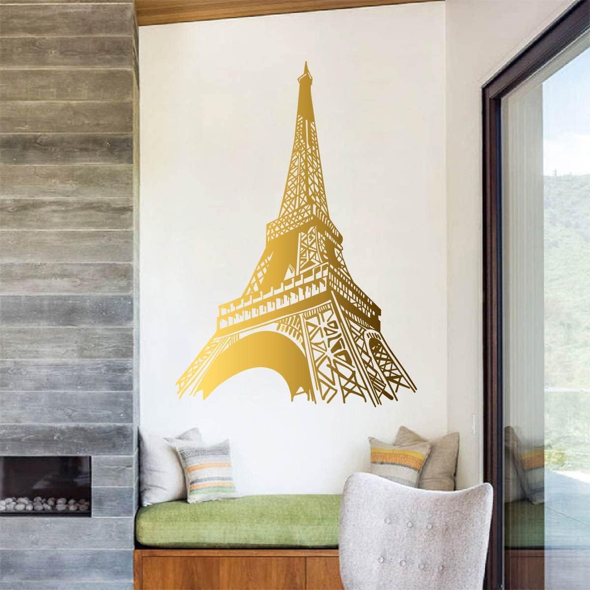 Calcomanía de la Torre Eiffel de París, diseño único moderno para dormitorio, sala de estar, decoración del hogar, vinilo extraíble FG354 (M-22 x
