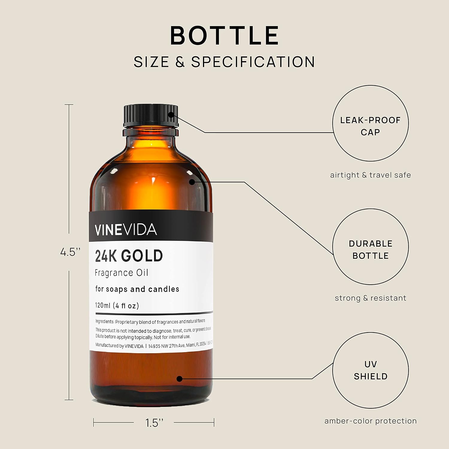 VINEVIDA Aceite de fragancia de oro de 24 quilates para fabricación de jabón, aromas para hacer velas, aceites de perfume para mujeres, velas de