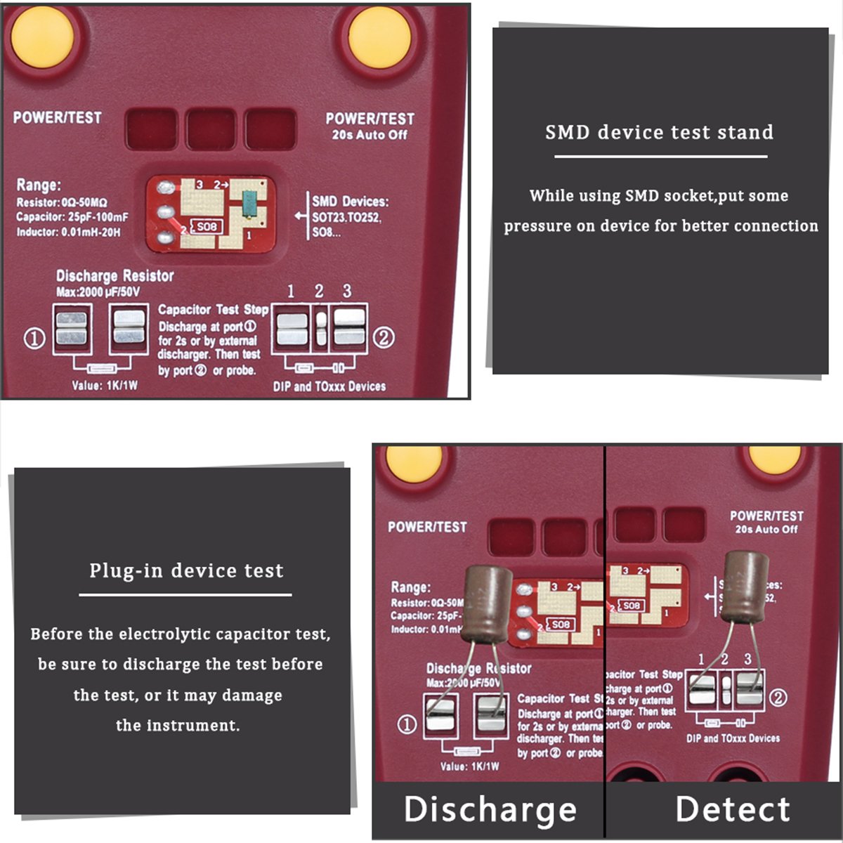 Profesional BSIDE esr02pro Digital SMD Componentes de transistor tester Diode Triode multímetro capacitancia inductancia ESR Meter