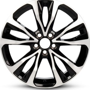 Para Toyota Corolla 2017-2019 de 17 pulgadas, cara de máquina negra (corte de diamante) borde negro, repuesto directo de equipo original, rueda de Para Toyota Corolla 2017-2019 de 17 pulgadas, cara de máquina negra (corte de diamante) borde negro, repuesto directo de equipo original, rueda de