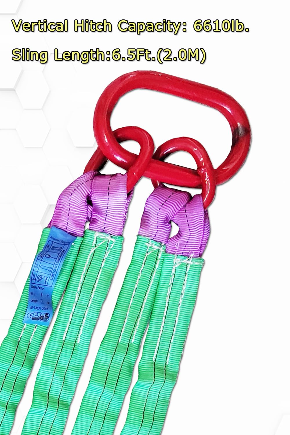 Eslinga de red de bridle de cuatro patas 6.5ft 6610lb Tipo de correa con gancho 6.6 ft 6,613.9 lbs Peso ligero y capacidad flexible Eslinga de acero