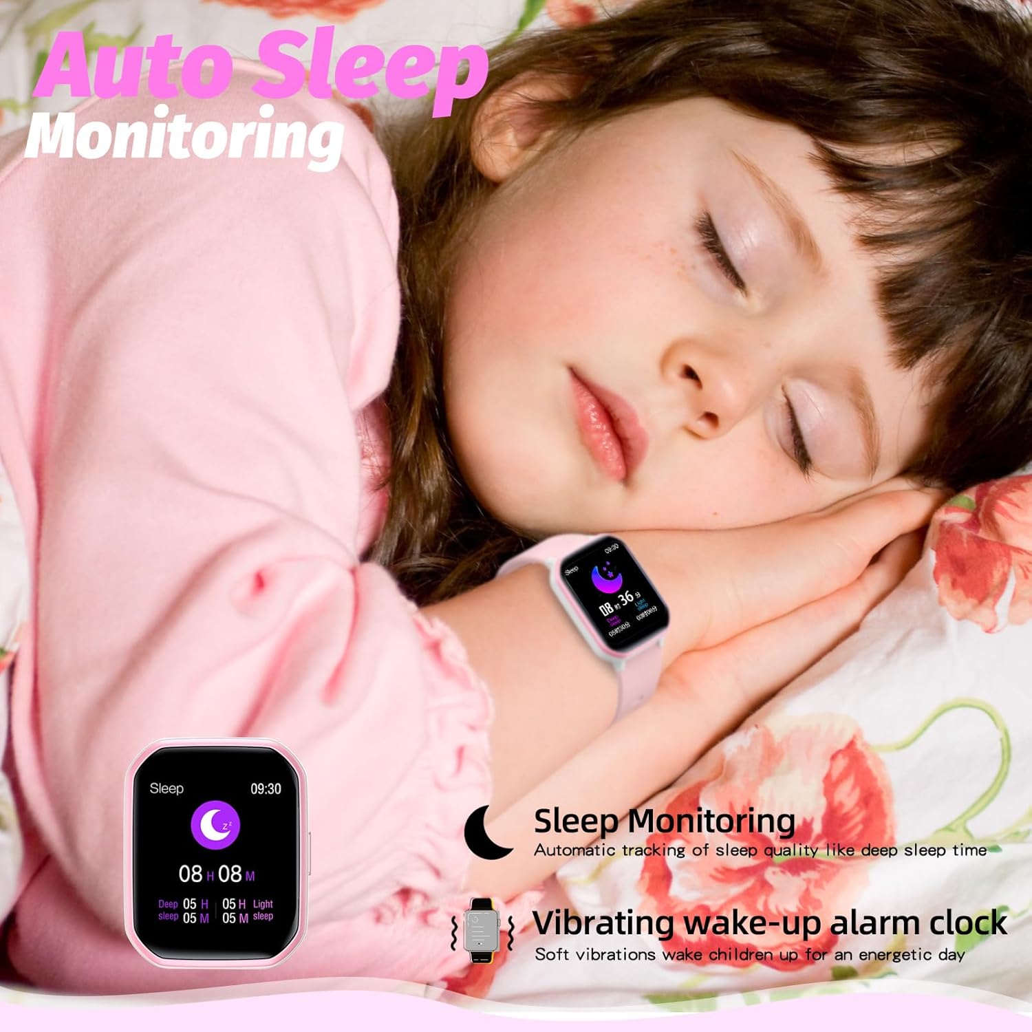 YOUSOKU Reloj inteligente para niños y niñas, reloj de seguimiento de actividad física para niños, esferas de bricolaje de 1.5 pulgadas, 19 modos