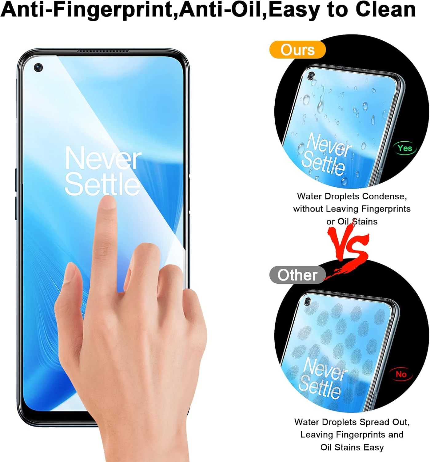 Paquete de 3 + 3 protector de pantalla Coolpow diseñado para Oneplus Nord N200 5G más un protector de pantalla de vidrio templado Nord N200 5G,