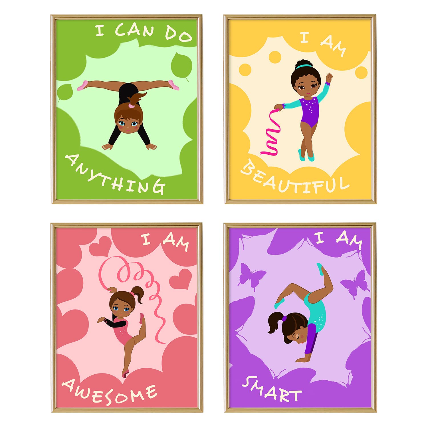 African American Girl Wall Art – Gymnastics Bedroom Decor – Motivational Quotes for Daughter Room Decor – Gifts for Black Girl Wall Decor – Cute