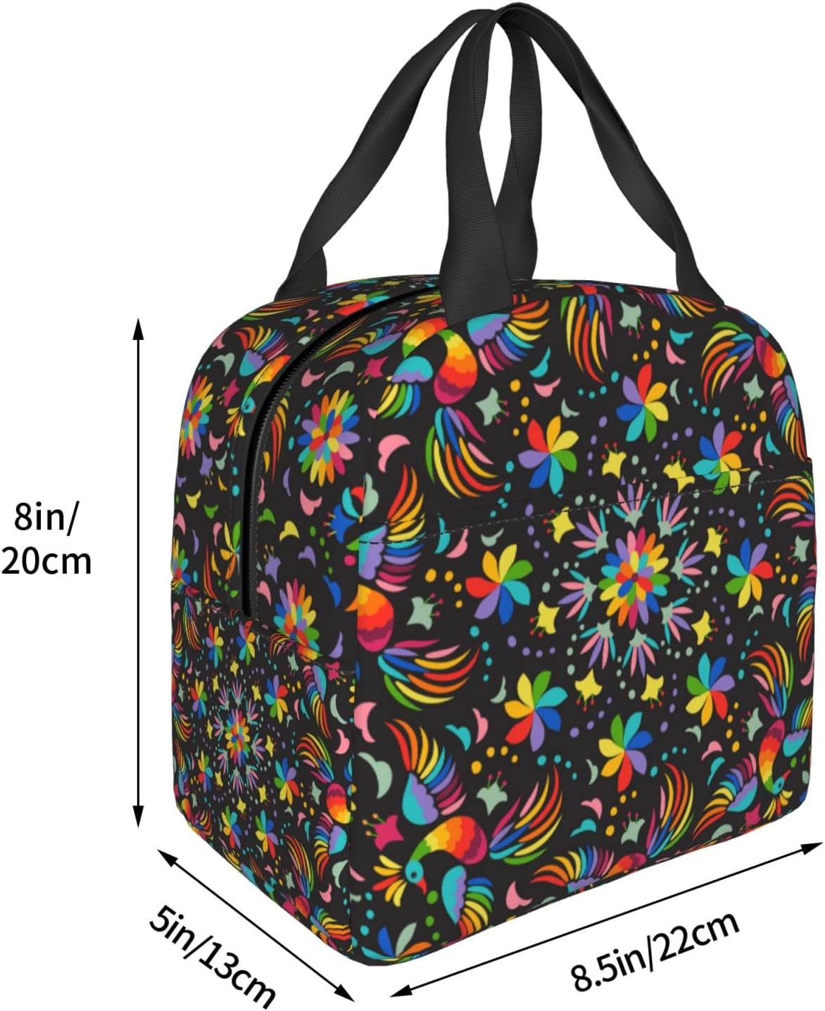 Lonchera colorida mexicana de flores y pájaros, bolsa de almuerzo reutilizable, lonchera Bento para trabajo, reutilizable, cajas de picnic,