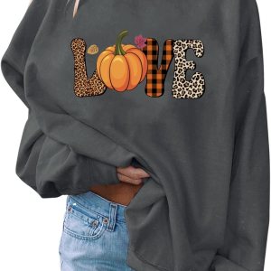 Sudadera gráfica de gran tamaño para mujer, estampado de Halloween, manga larga, cuello redondo, blusa casual de otoño Sudadera gráfica de gran tamaño para mujer, estampado de Halloween, manga larga, cuello redondo, blusa casual de otoño