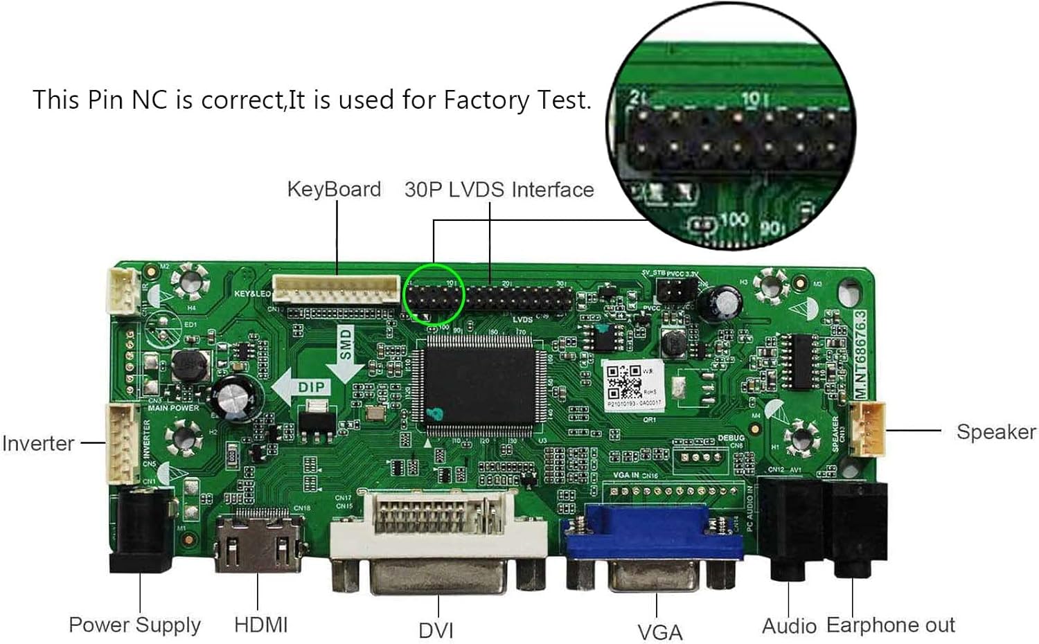 VSDISPLAY Pantalla LCD de 14.9 pulgadas 1280×390 LTA149B780F con HD-MI DVI VGA tablero controlador de audio M.NT68676 con estuche acrílico, y