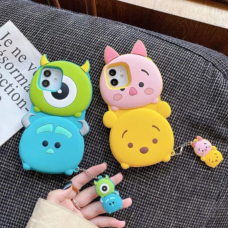 Funda de silicona suave con dije para Apple Disney, Disneyland 3D, dibujos animados, anime, encantador, para niños y niñas (para iPhone 11 Pro Max,