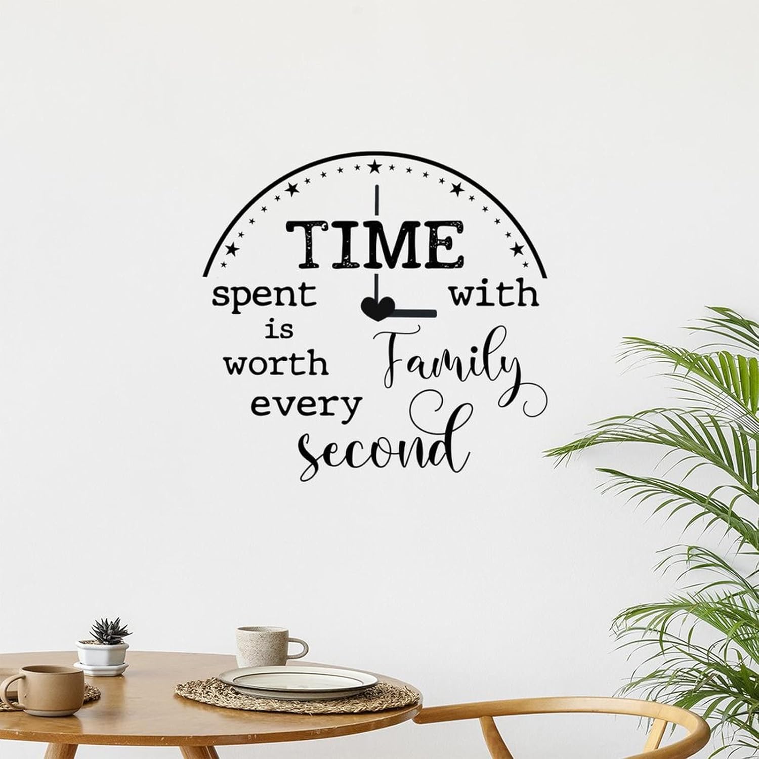 Time Spent with Family is Worth Every Segundo – Adhesivo de pared inspirado en el corazón calentador, decoración de pared para dormitorio, sala de
