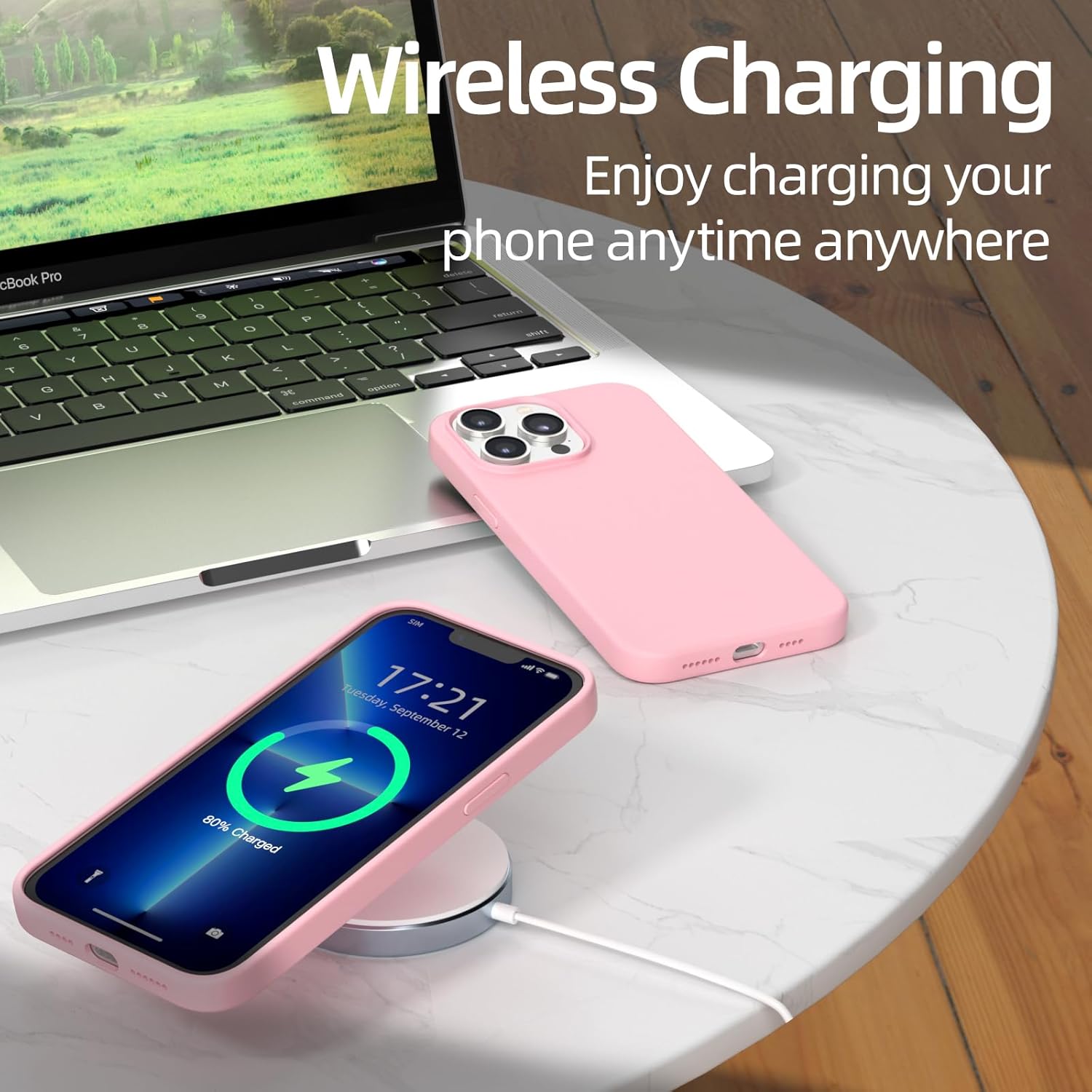 JOOSKO Funda para iPhone 13 Pro Max, funda de silicona líquida, protección de cuerpo completo de grado militar contra caídas microfibra resistente a