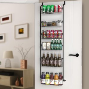 Organizador de puerta de despensa, 6 niveles ajustables sobre la puerta, organizador de despensa de metal resistente sobre la puerta, estante de Organizador de puerta de despensa, 6 niveles ajustables sobre la puerta, organizador de despensa de metal resistente sobre la puerta, estante de