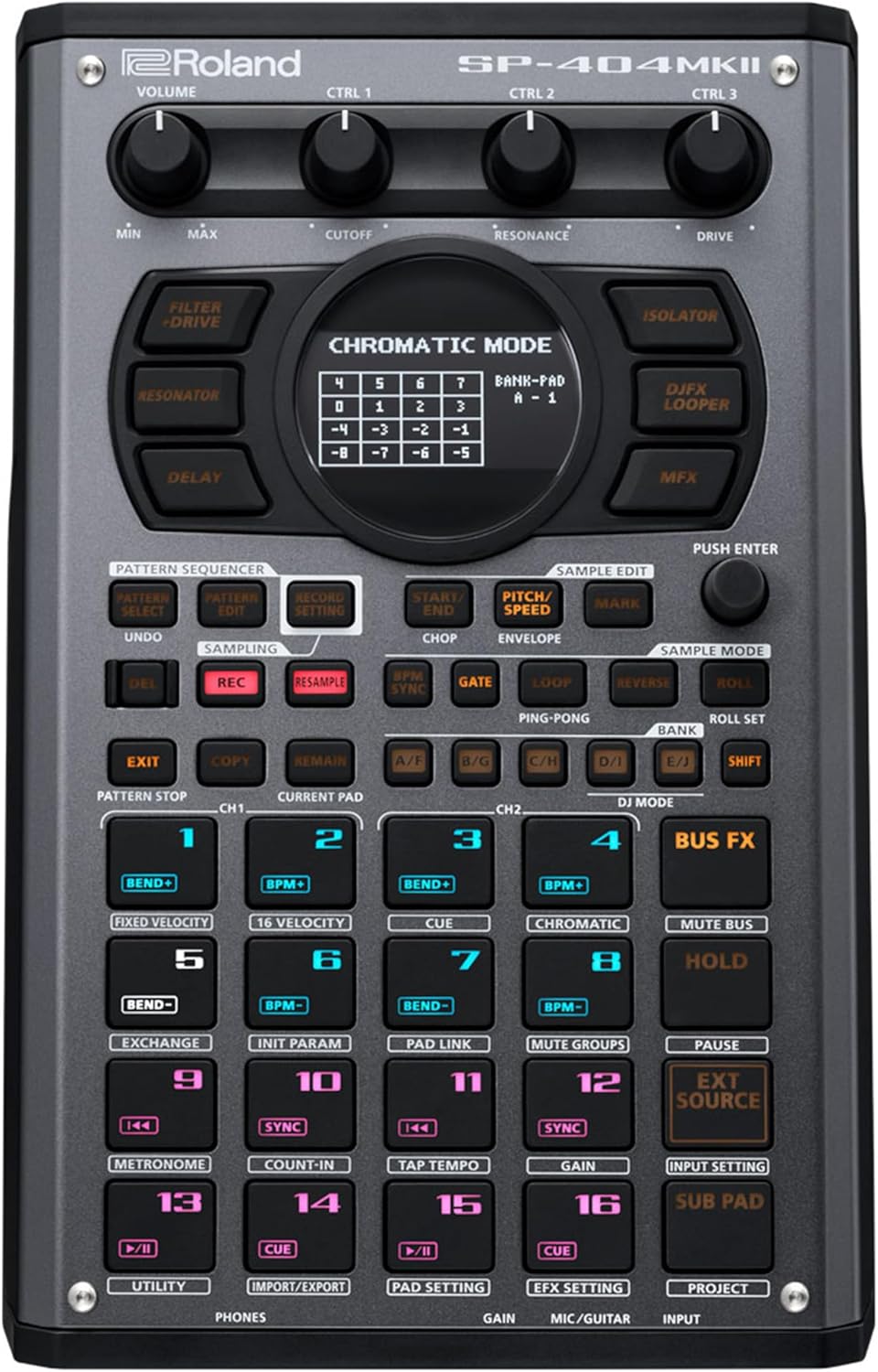 Roland SP-404MKII Paquete creativo de muestreador y efector con cable MIDI, cable de instrumento y paño de pulido de Austin Bazaar