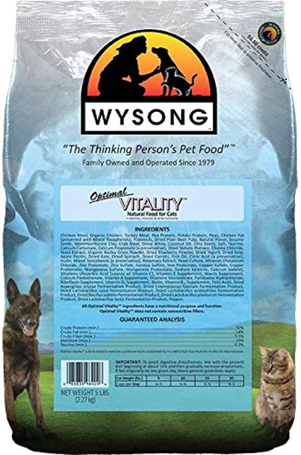 Wysong Optimal Vitality – Alimento seco para gatos con fórmula felina para adultos, 5 libras